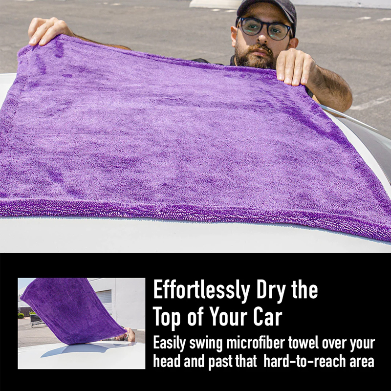 MaxShine Purple Duo Twisted Loop Drying Towel - 24" x 36" (1200GSM)