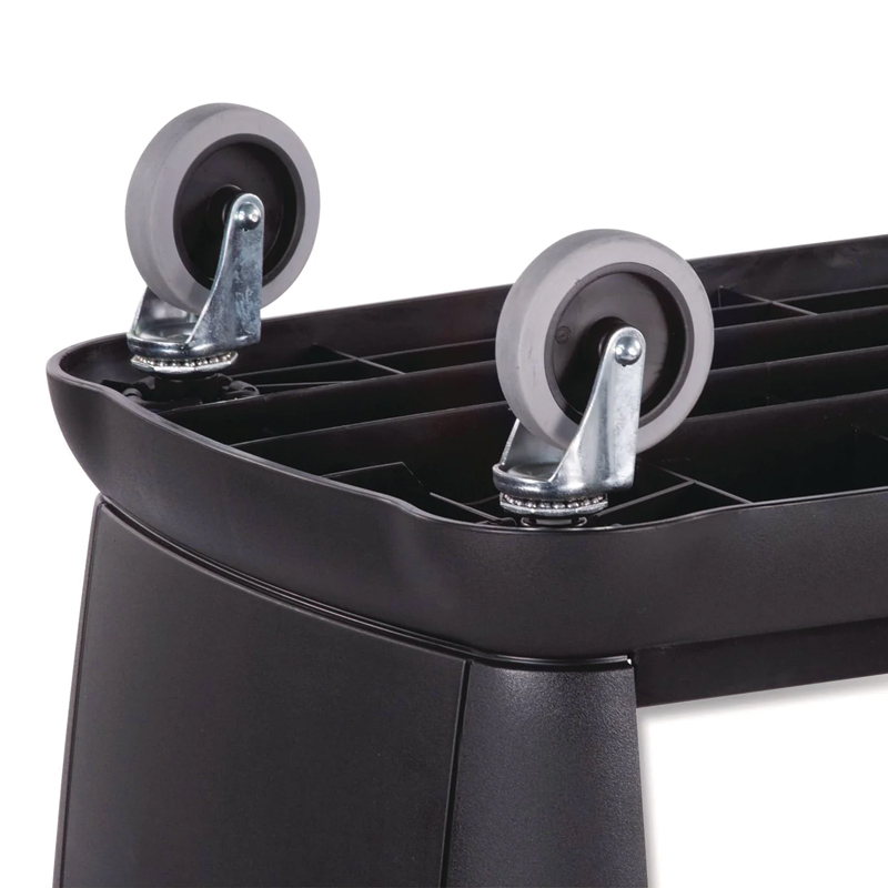 Boardwalk® Bussing Cart, Plastic, 3 Shelves, 300 lb Capacity, 18 x 36.25 x 38, Black