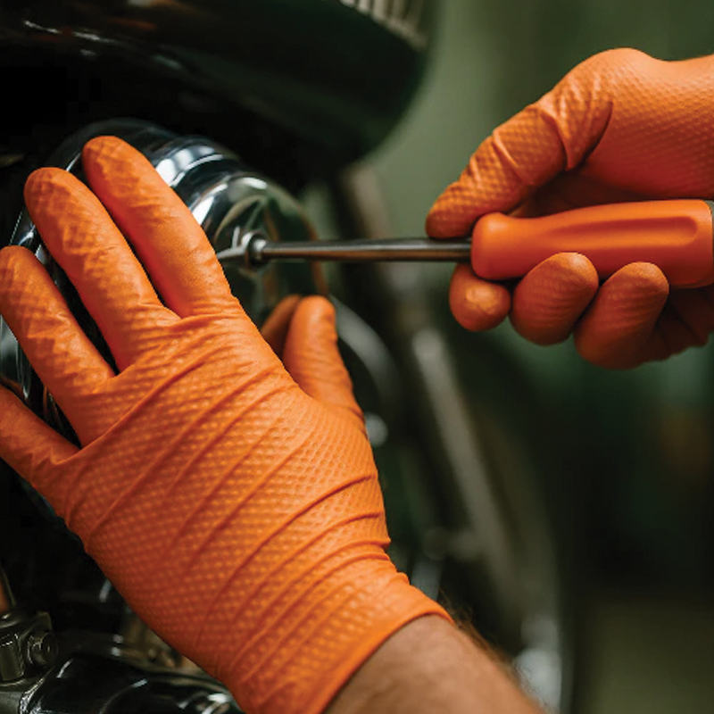 ARPEX 8 Mil Orange Diamond Textured Gloves (100/Box)