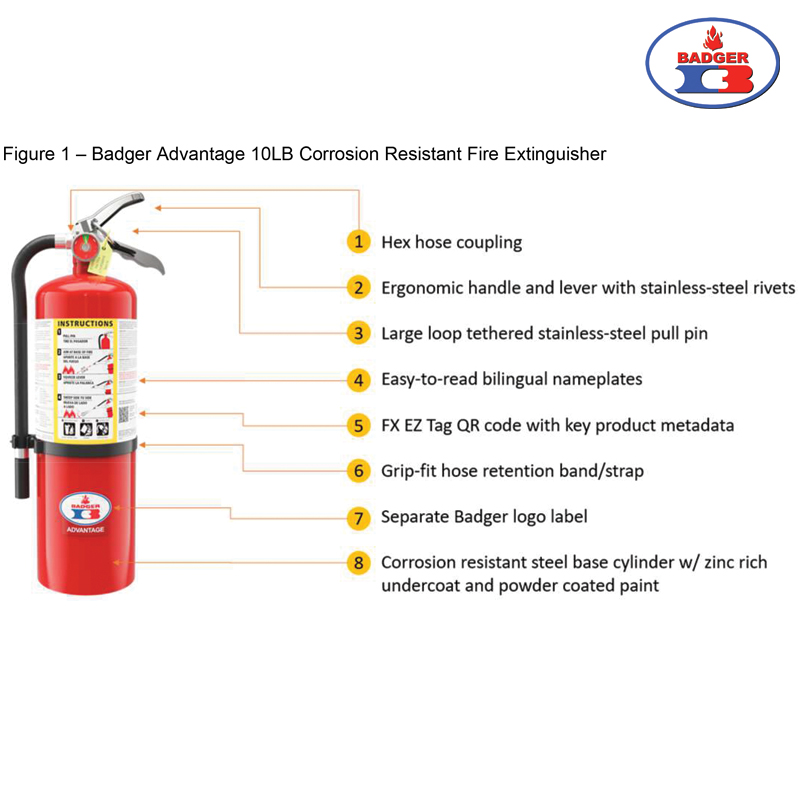 Badger Advantage Corrosion Resistant 10lb ABC Fire Extinguisher