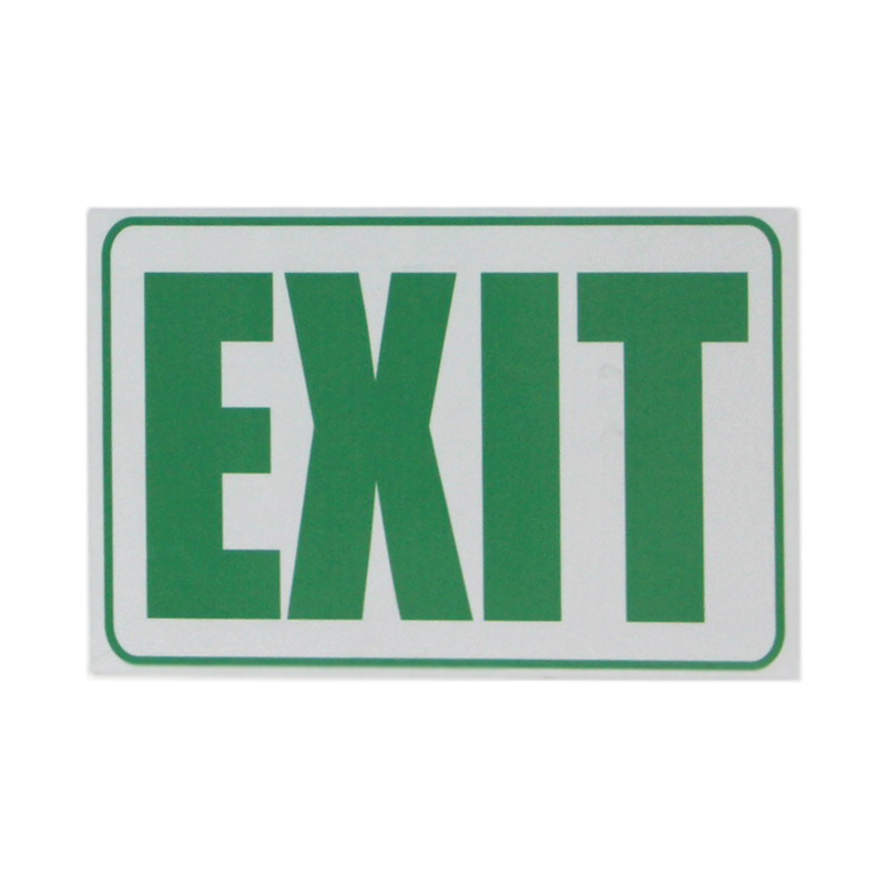 "Exit Sign" - 8'' x 12'' Green on White Reflective PVC