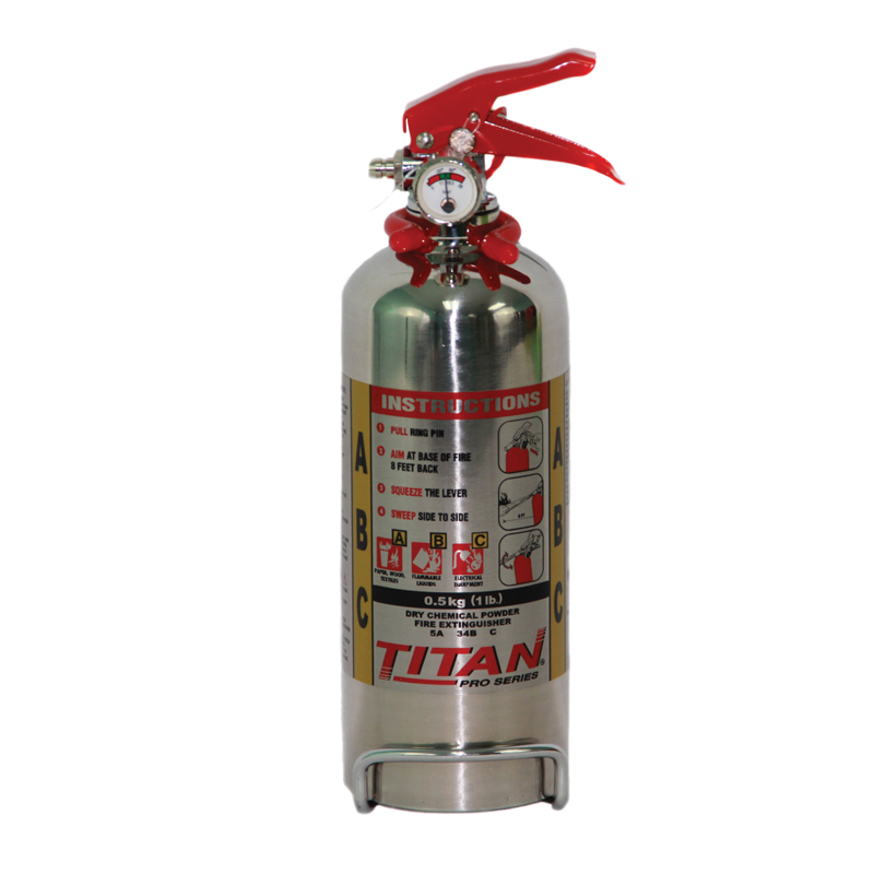 [PSE0050] TITAN ABC Dry Chem. Fire Extinguisher (0.5 kg ( 1lb ) Stainless Steel Auto)
