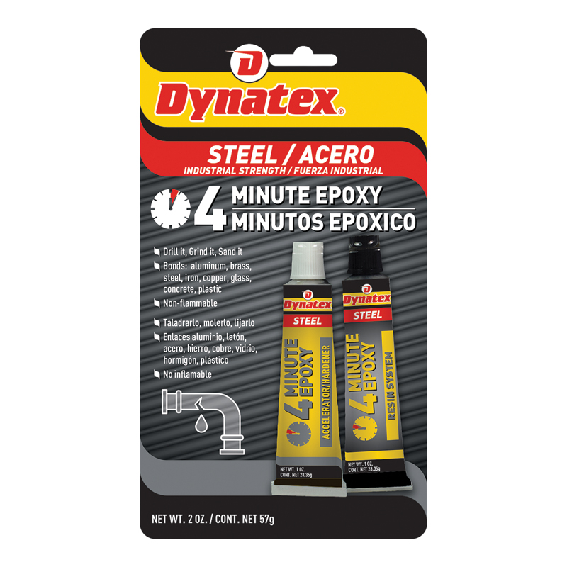 Dynatex 4 Minute Steel Epoxy - 2 x 1oz. Tubes