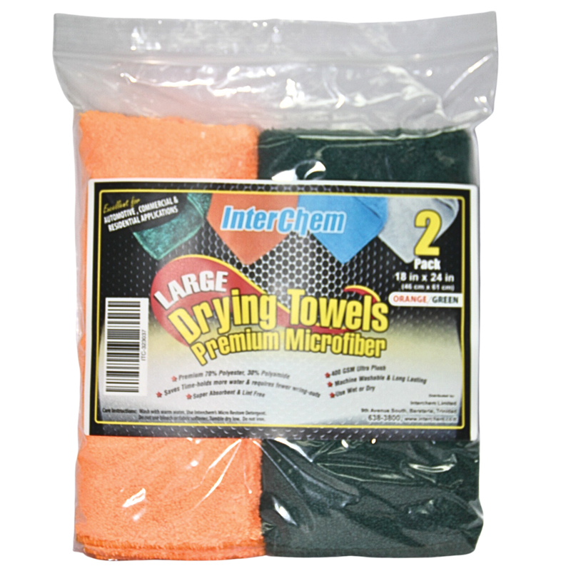 Large Drying Towels Premium Microfiber 18" x 24"  (2 Pack)