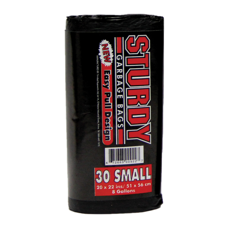 Sturdy Small Black Garbage Bags - 30/Roll  - 20 x 22 ins/51 x 56 cm (8 Gallons)