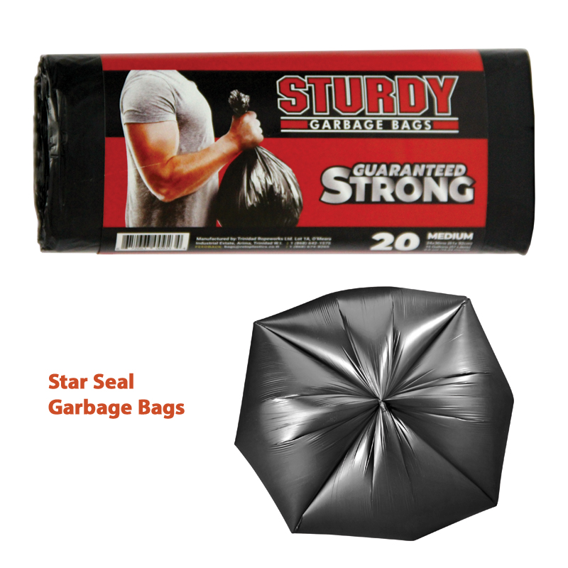 Sturdy Medium Black Garbage Bags - 20/Roll  - 24 x 36 ins/62 x 91 cm (15 Gallons)