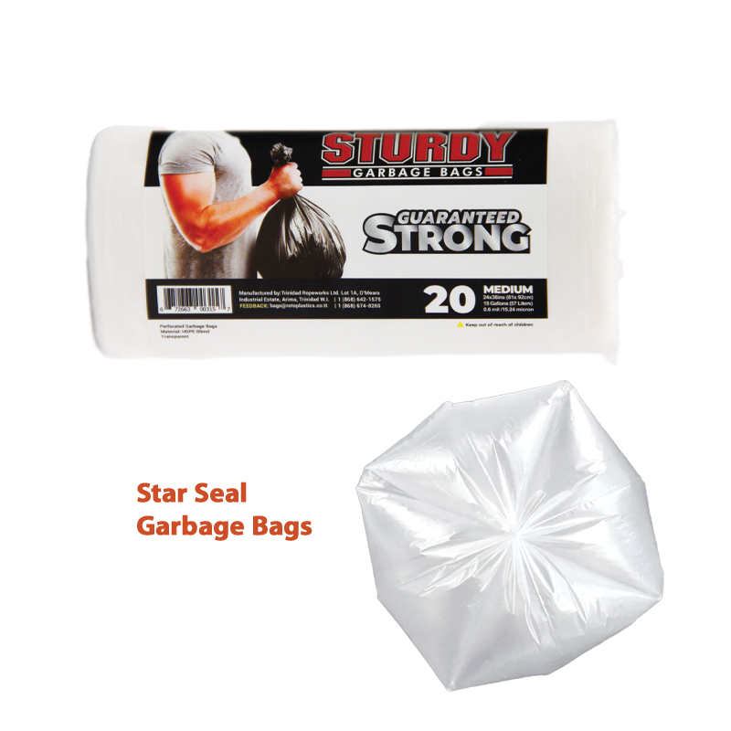 Sturdy Medium Frosted Garbage Bags - 20/Roll  - 24 x 36 ins/62 x 91 cm (15 Gallons)