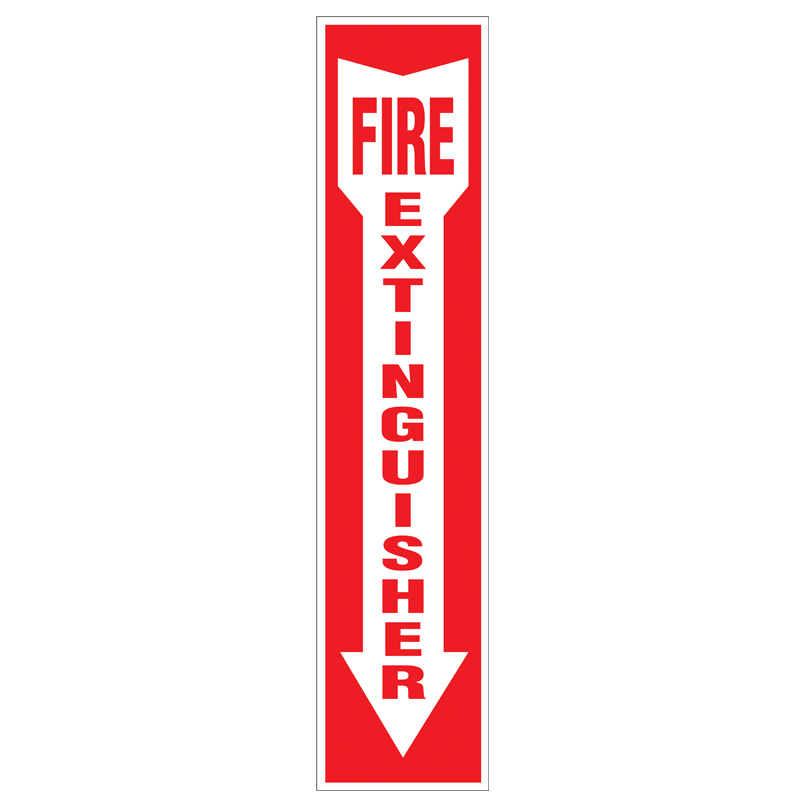 "Fire Extinguisher" Sign - 18'' x 4'' Red Arrow