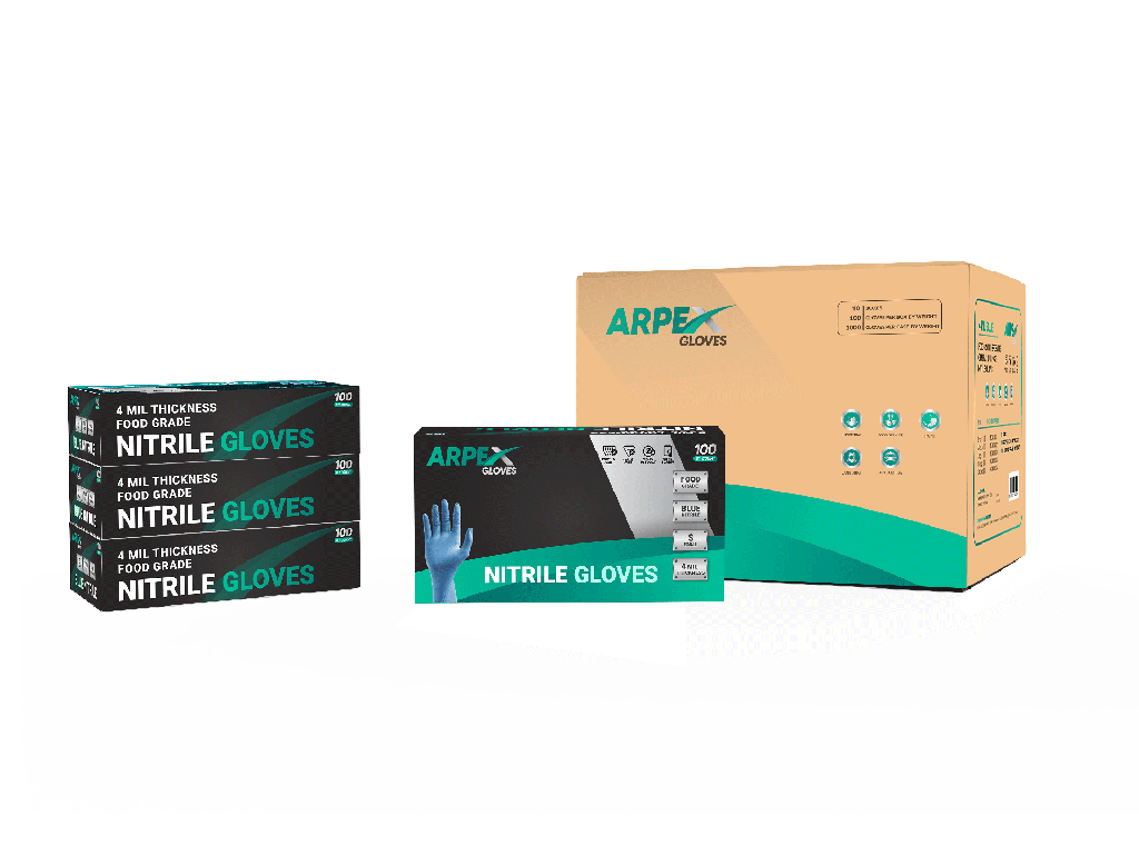 ARPEX 4 Mil Blue Nitrile Disposable Exam Gloves (100/Box)