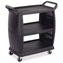 Boardwalk® Bussing Cart, Plastic, 3 Shelves, 300 lb Capacity, 18 x 36.25 x 38, Black