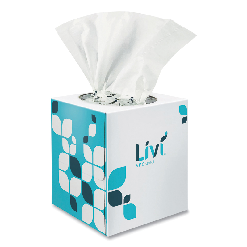 Livi® VPG Select, Cube Facial Tissue, 2-Ply, White, 90 Sheets/Box, 36 Boxes/Carton